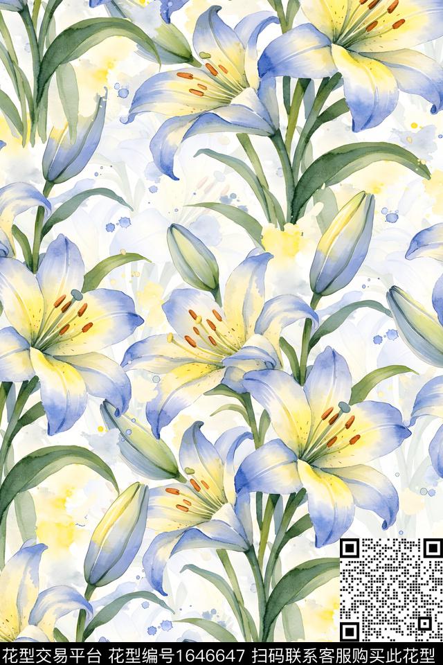 年轻女装真丝花卉数码印花华亿平台下载（图片编号: 1646647） - 瓦栏（Walan）