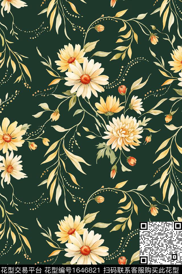 花卉水彩花卉数码印花华亿平台下载（图片编号: 1646821） - 瓦栏（Walan）