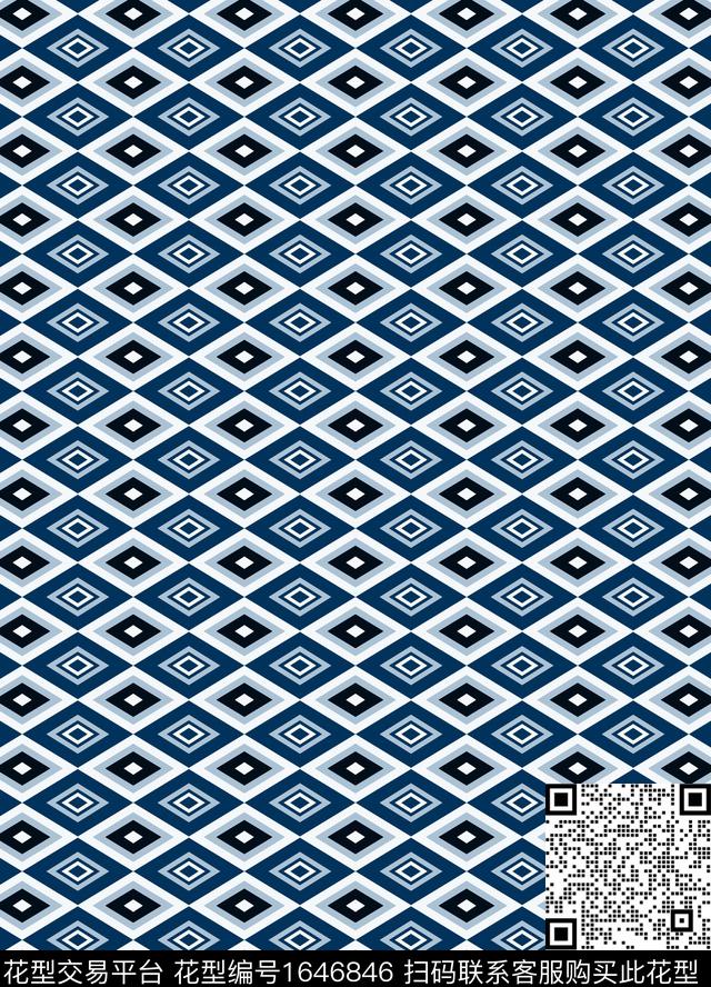 满版散花格子几何传统印花华亿平台下载（图片编号: 1646846） - 瓦栏（Walan）