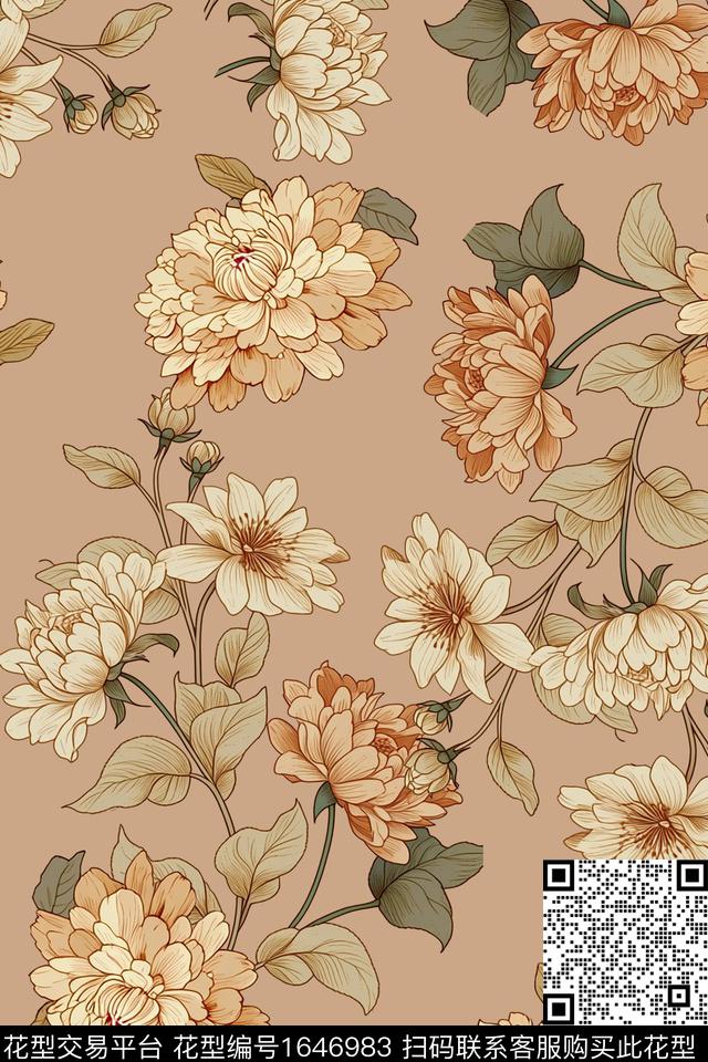 花卉小碎花大牌风数码印花华亿平台下载（图片编号: 1646983） - 瓦栏（Walan）