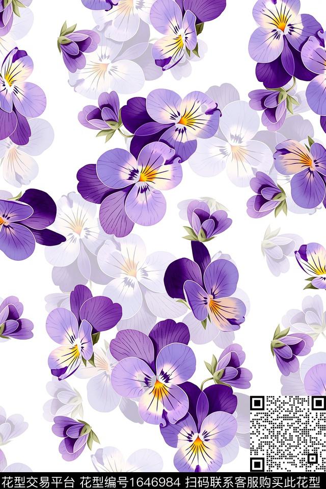花卉小碎花大牌风数码印花华亿平台下载（图片编号: 1646984） - 瓦栏（Walan）