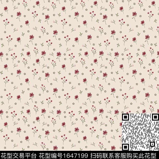 花卉小碎花围巾数码印花华亿平台下载（图片编号: 1647199） - 瓦栏（Walan）