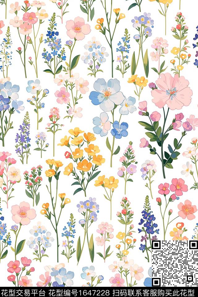 花卉小碎花大牌风数码印花华亿平台下载（图片编号: 1647228） - 瓦栏（Walan）