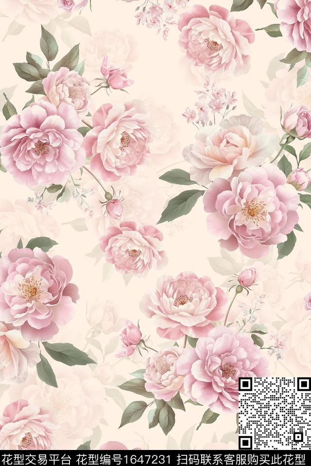 花卉小碎花大牌风数码印花华亿平台下载（图片编号: 1647231） - 瓦栏（Walan）