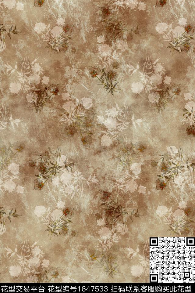 花卉中老年剪影数码印花华亿平台下载（图片编号: 1647533） - 瓦栏（Walan）