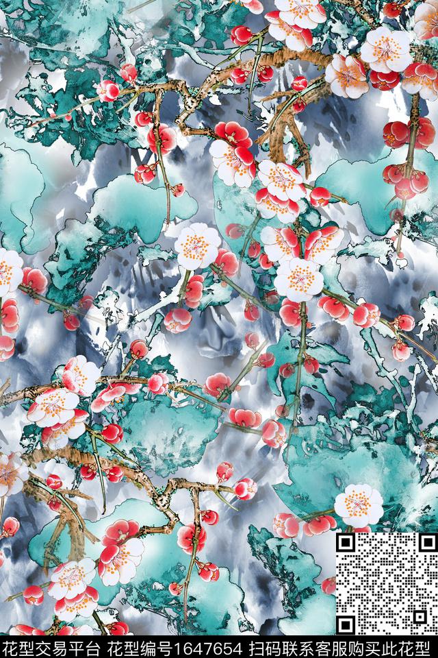 年轻女装小清新花卉数码印花华亿平台下载（图片编号: 1647654） - 瓦栏（Walan）