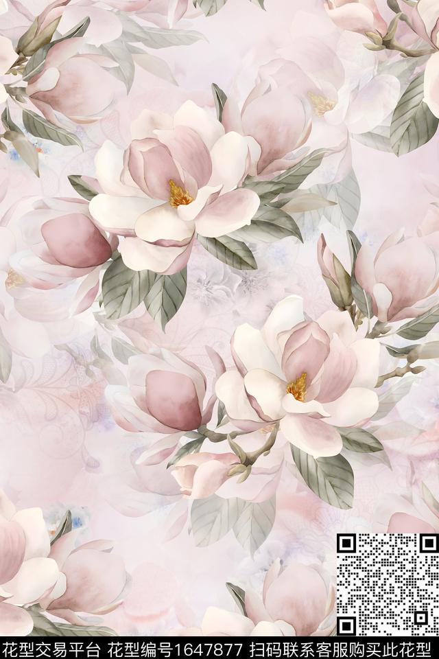 年轻女装小清新花卉数码印花华亿平台下载（图片编号: 1647877） - 瓦栏（Walan）