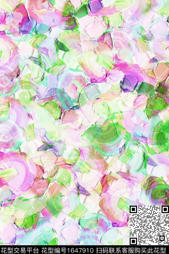 年轻女装小清新抽象数码印花华亿平台下载（图片编号: 1647910） - 瓦栏（Walan）