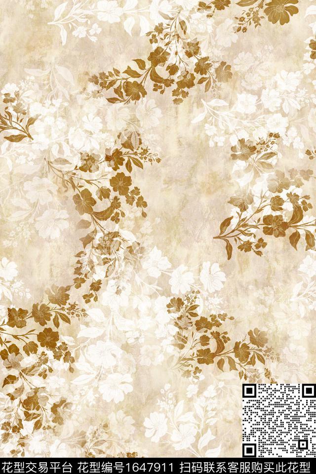 年轻女装小清新花卉数码印花华亿平台下载（图片编号: 1647911） - 瓦栏（Walan）