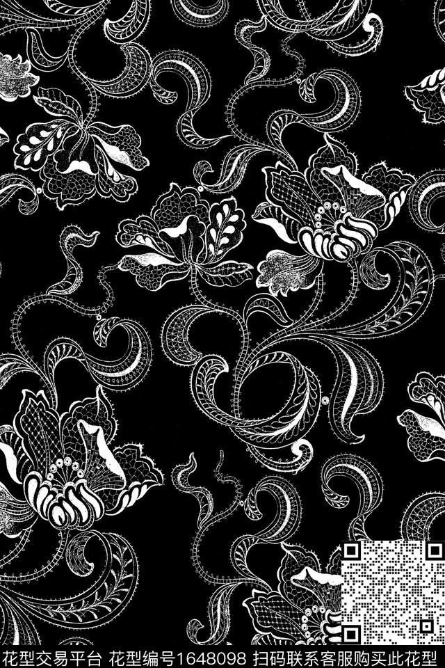 年轻女装真丝网布蕾丝数码印花华亿平台下载（图片编号: 1648098） - 瓦栏（Walan）