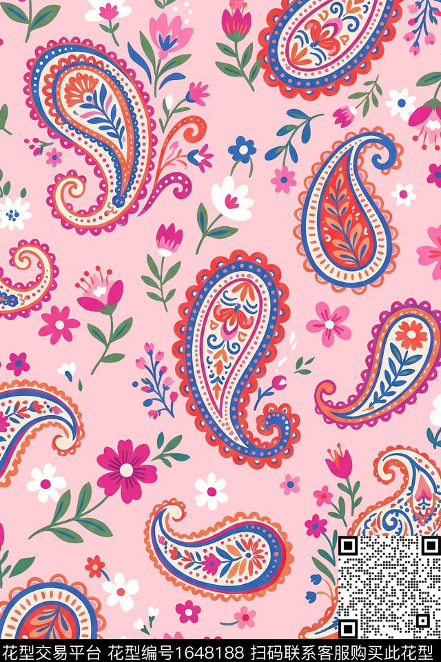 年轻女装花卉佩斯利数码印花华亿平台下载（图片编号: 1648188） - 瓦栏（Walan）