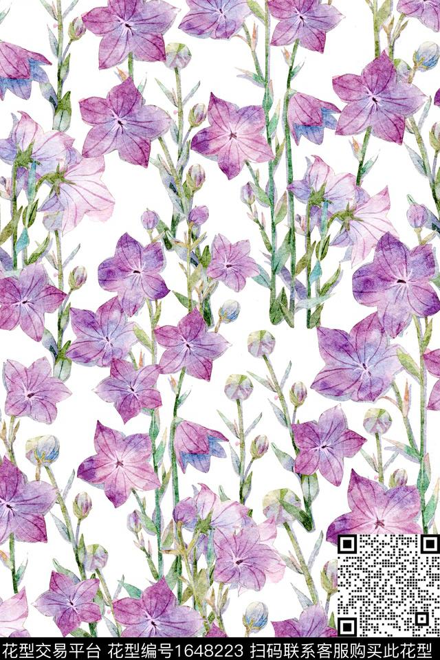 年轻女装真丝花卉数码印花华亿平台下载（图片编号: 1648223） - 瓦栏（Walan）