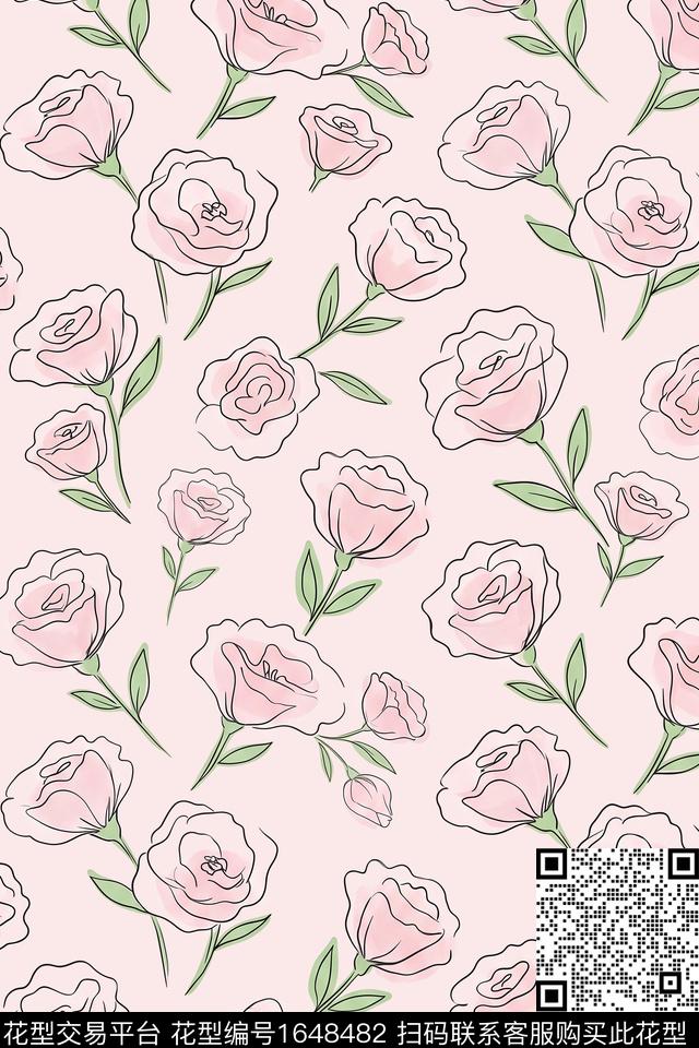 年轻女装小清新花卉数码印花华亿平台下载（图片编号: 1648482） - 瓦栏（Walan）