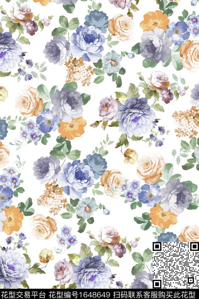 花卉抽象花卉小碎花数码印花华亿平台下载（图片编号: 1648649） - 瓦栏（Walan）