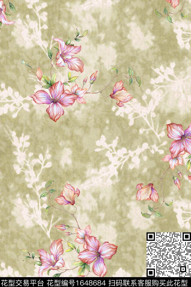 花卉大牌风中老年数码印花华亿平台下载（图片编号: 1648684） - 瓦栏（Walan）