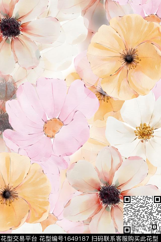 年轻女装真丝花卉数码印花华亿平台下载（图片编号: 1649187） - 瓦栏（Walan）