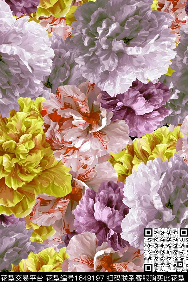 年轻女装真丝花卉数码印花华亿平台下载（图片编号: 1649197） - 瓦栏（Walan）