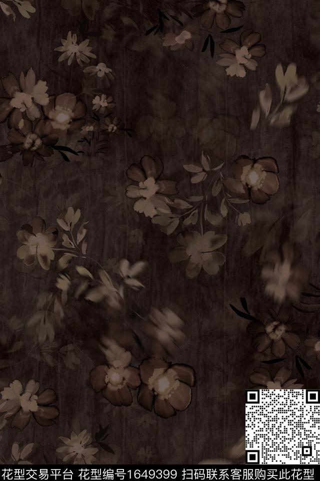 水彩侘寂风花卉数码印花华亿平台下载（图片编号: 1649399） - 瓦栏（Walan）