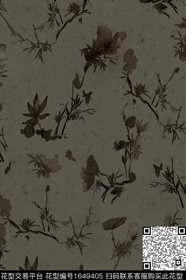 水彩侘寂风花卉数码印花华亿平台下载（图片编号: 1649405） - 瓦栏（Walan）