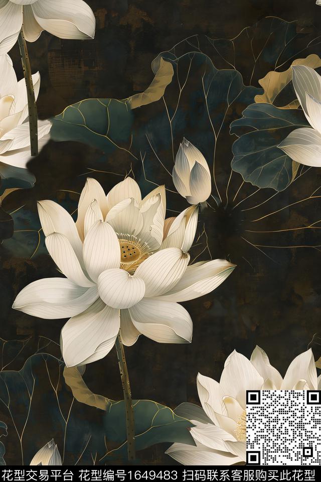 真丝花卉中老年数码印花华亿平台下载（图片编号: 1649483） - 瓦栏（Walan）