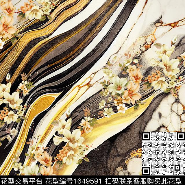 花卉围巾肌理数码印花华亿平台下载（图片编号: 1649591） - 瓦栏（Walan）