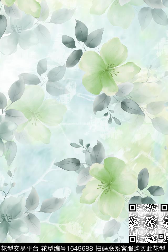 年轻女装小清新花卉数码印花华亿平台下载（图片编号: 1649688） - 瓦栏（Walan）