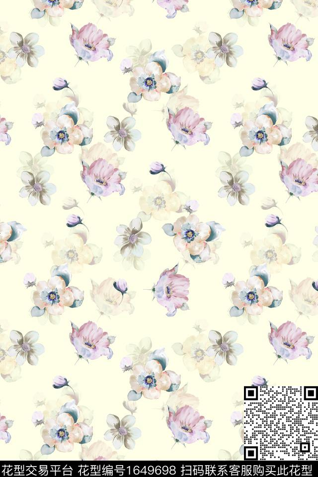 年轻女装小清新花卉数码印花华亿平台下载（图片编号: 1649698） - 瓦栏（Walan）