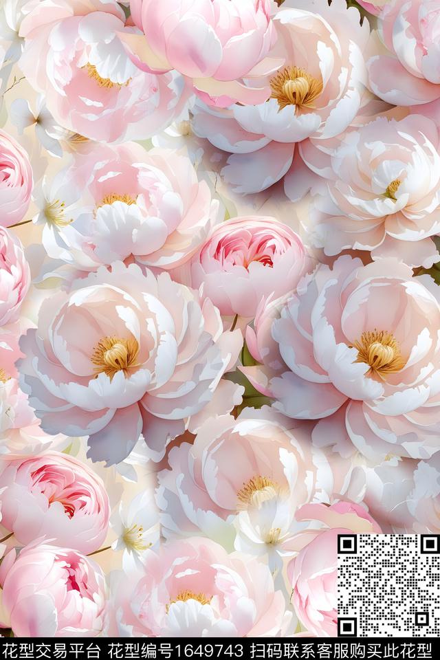 年轻女装真丝花卉数码印花华亿平台下载（图片编号: 1649743） - 瓦栏（Walan）