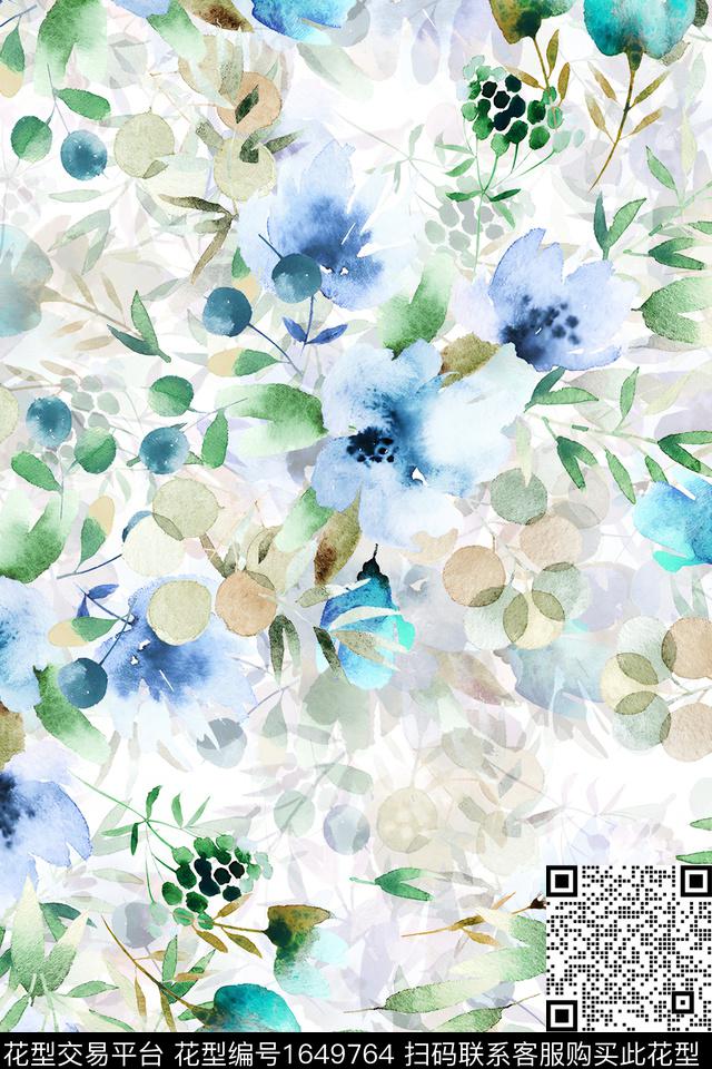 年轻女装真丝花卉数码印花华亿平台下载（图片编号: 1649764） - 瓦栏（Walan）