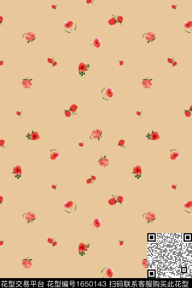 花卉小碎花水彩数码印花华亿平台下载（图片编号: 1650143） - 瓦栏（Walan）