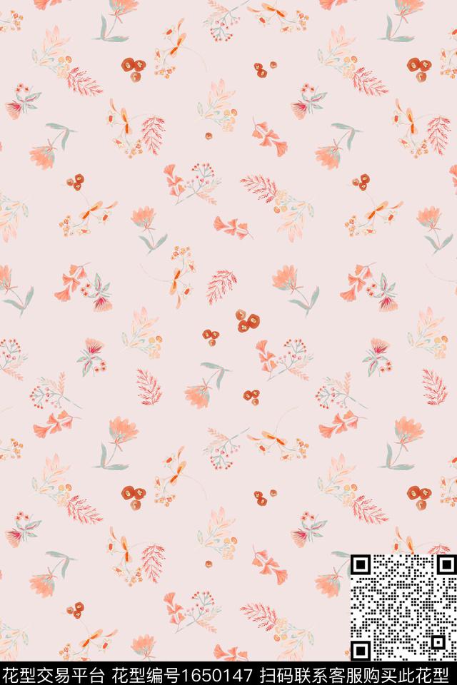 花卉小碎花水彩数码印花华亿平台下载（图片编号: 1650147） - 瓦栏（Walan）