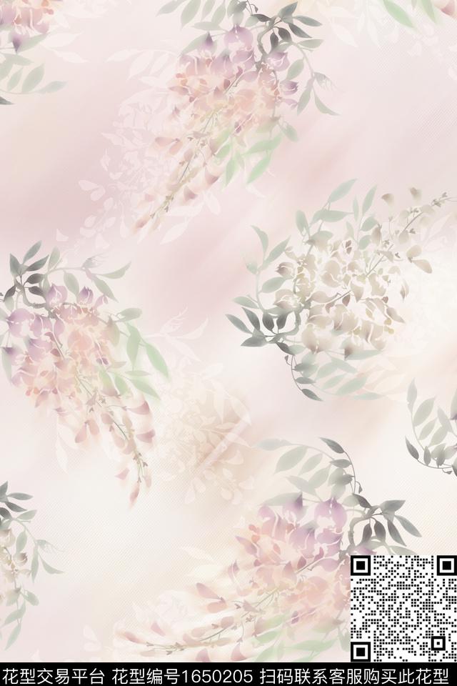 花卉剪影跳接数码印花华亿平台下载（图片编号: 1650205） - 瓦栏（Walan）