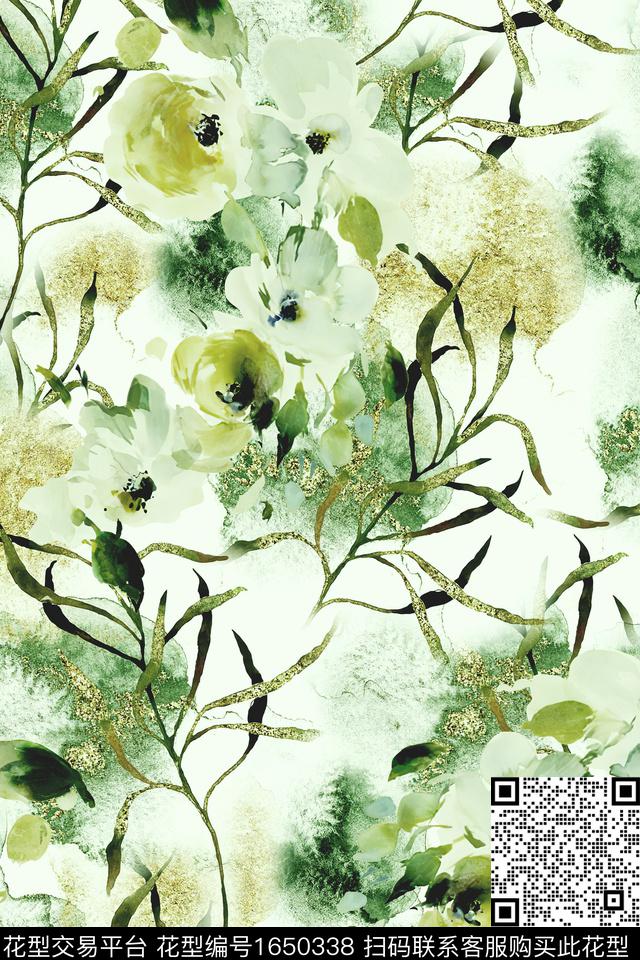 年轻女装花卉抽象数码印花华亿平台下载（图片编号: 1650338） - 瓦栏（Walan）