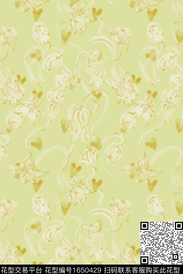 清爽底花卉爱心花卉数码印花华亿平台下载（图片编号: 1650429） - 瓦栏（Walan）