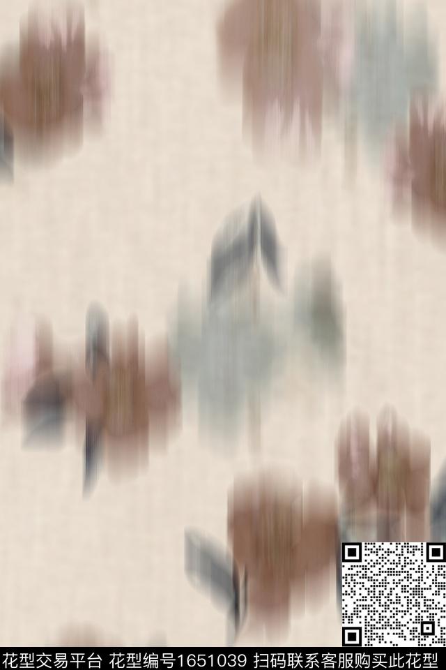 花卉跳接抽象花卉数码印花华亿平台下载（图片编号: 1651039） - 瓦栏（Walan）