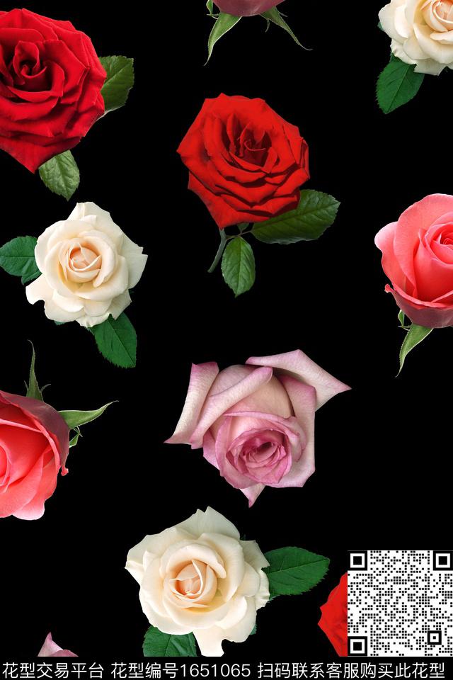 年轻女装真丝花卉数码印花华亿平台下载（图片编号: 1651065） - 瓦栏（Walan）
