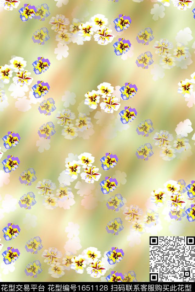 晕染肌理满版散花小碎花数码印花华亿平台下载（图片编号: 1651128） - 瓦栏（Walan）