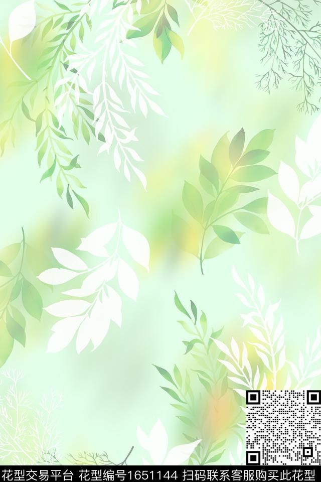 晕染肌理热带华亿平台满版散花数码印花华亿平台下载（图片编号: 1651144） - 瓦栏（Walan）