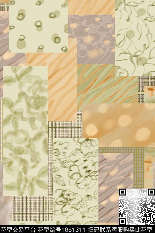 民族风侘寂混合拼接数码印花华亿平台下载（图片编号: 1651311） - 瓦栏（Walan）