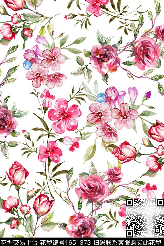 花卉抽象花卉小碎花数码印花华亿平台下载（图片编号: 1651373） - 瓦栏（Walan）