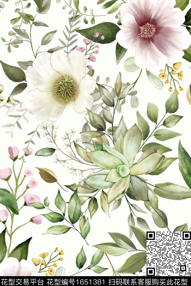 热带华亿平台绿植树叶矢量花卉传统印花华亿平台下载（图片编号: 1651381） - 瓦栏（Walan）