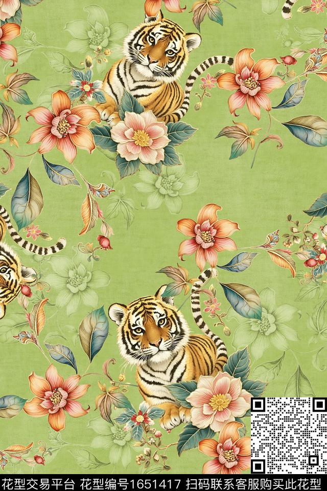 年轻女装满版散花水彩花卉数码印花华亿平台下载（图片编号: 1651417） - 瓦栏（Walan）
