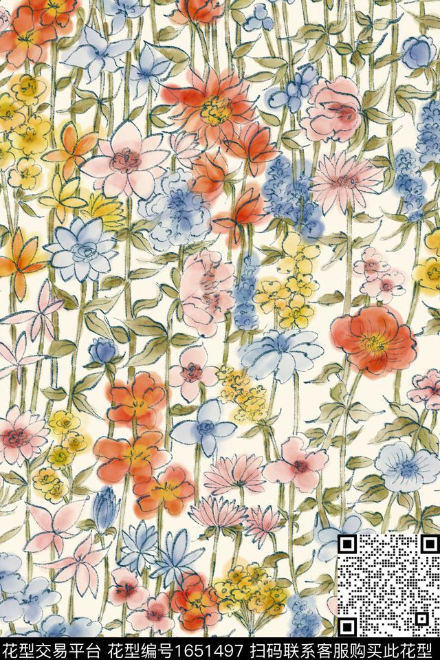 小清新花卉小碎花数码印花华亿平台下载（图片编号: 1651497） - 瓦栏（Walan）