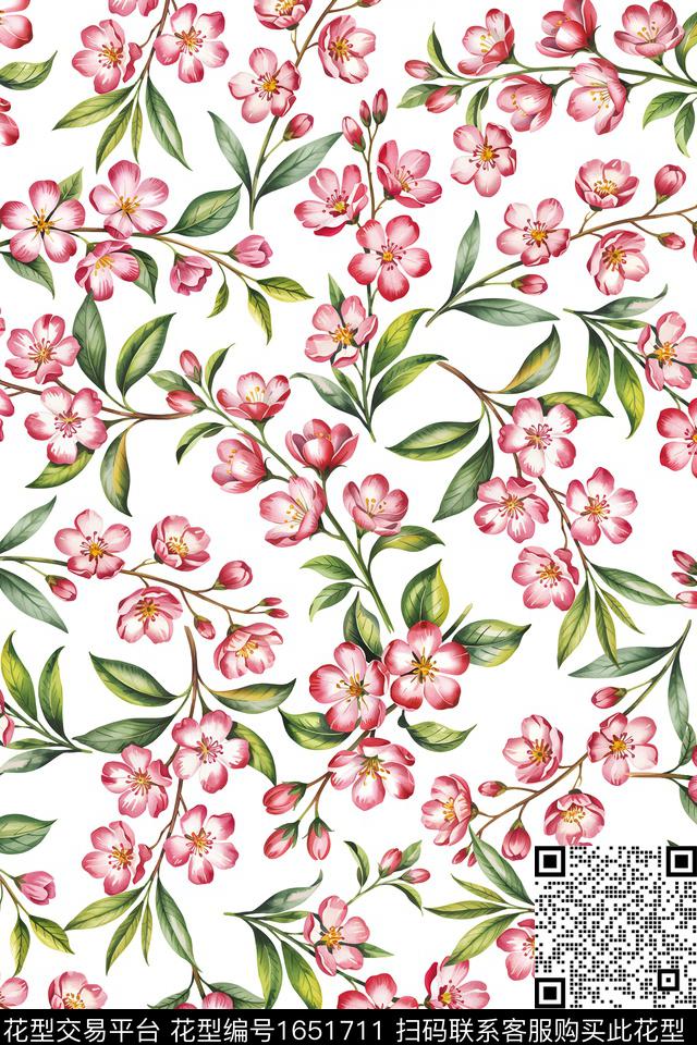 年轻女装花卉小碎花数码印花华亿平台下载（图片编号: 1651711） - 瓦栏（Walan）
