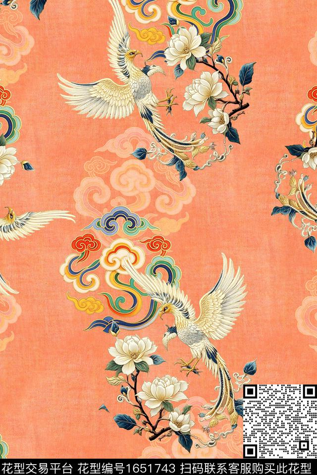 年轻女装满版散花水彩花卉数码印花华亿平台下载（图片编号: 1651743） - 瓦栏（Walan）