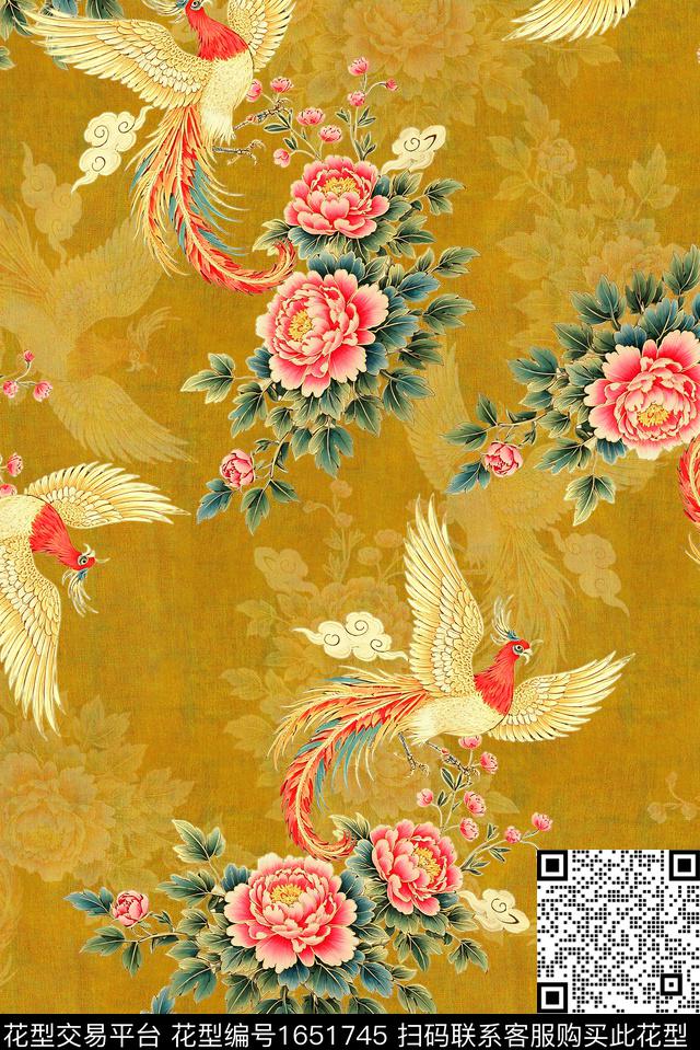 年轻女装满版散花水彩花卉数码印花华亿平台下载（图片编号: 1651745） - 瓦栏（Walan）