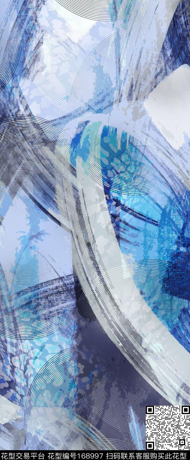 抽象笔触清凉数码印花华亿平台下载（图片编号: 168997） - 瓦栏（Walan）