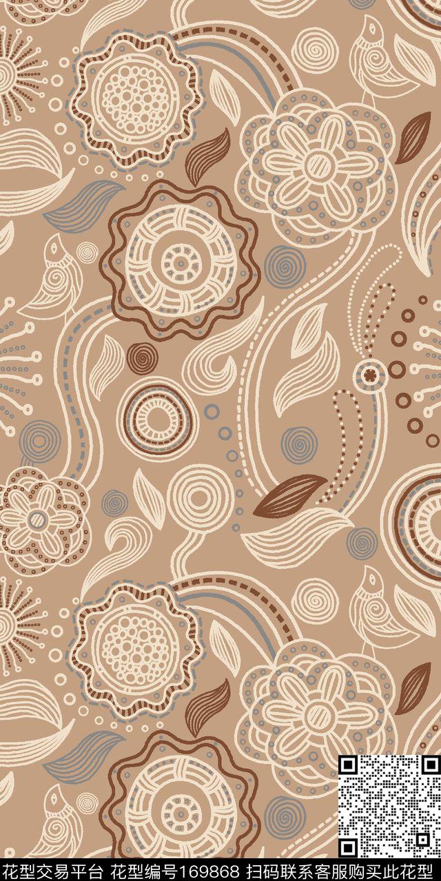 佩斯利涡旋纹抽象古典传统印花华亿平台下载（图片编号: 169868） - 瓦栏（Walan）