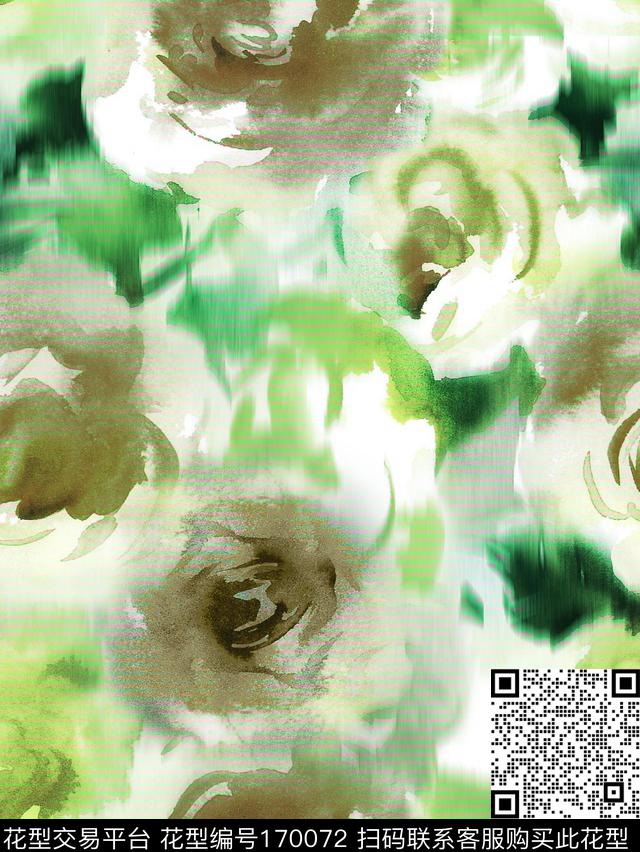 水彩水墨肌理花卉数码印花华亿平台下载（图片编号: 170072） - 瓦栏（Walan）