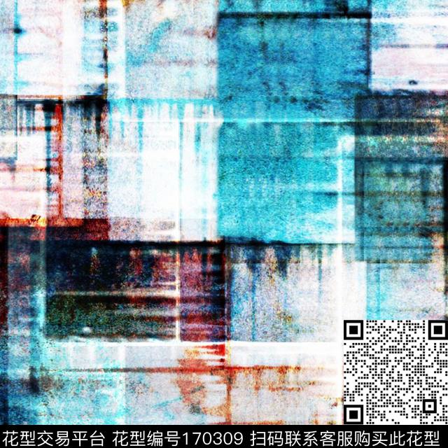 抽象肌理牛仔质感数码印花华亿平台下载（图片编号: 170309） - 瓦栏（Walan）